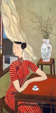 Hu yongkai Chinese lady 3 Oil Paintings